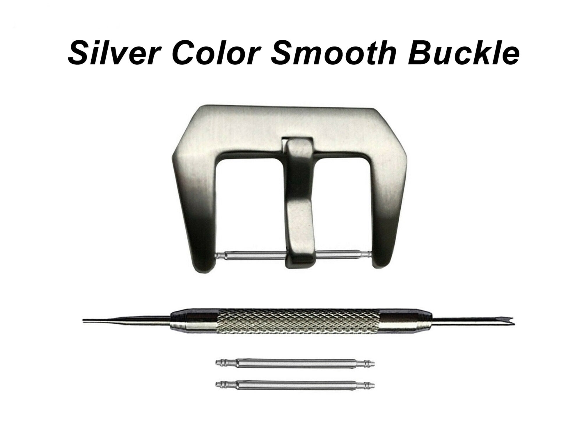 4pcs Set Wide Buckles for 18mm 20mm 22mm 24mm Watch Straps Bands Stainless Steel Kit Engraved Silver Black Rose Gold Finish - Pins Tool